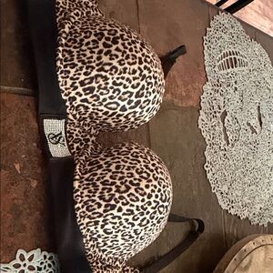 Victoria's Secret Leopard Print Push-Up Bra - Black, Tan